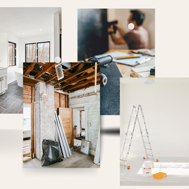 Beige Aesthetic Photo Collage Moodboard Instagram Post Olympus Construction | How to Plan a Successful Home Renovation in New Jersey: Permits, Budget & Timeline