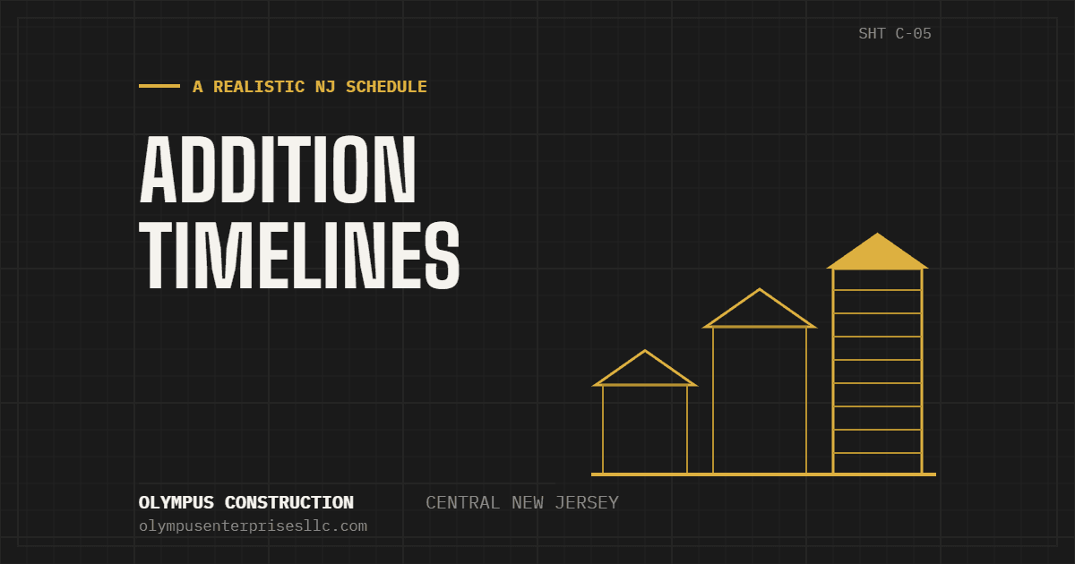 Olympus Construction | How Long Does It Take to Build an Addition? A Realistic NJ Timeline How Long Does It Take to Build an Addition? A Realistic NJ Timeline — Olympus Construction, Central New Jersey