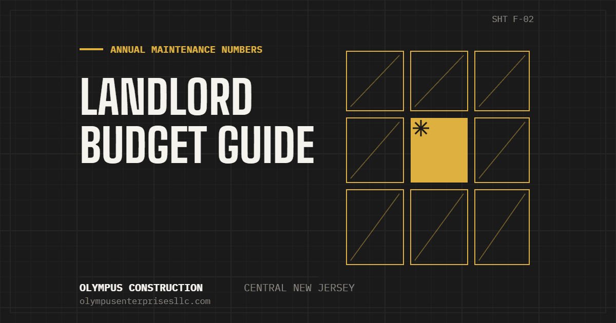 Olympus Construction | What NJ Landlords Should Budget Annually for Property Maintenance (2026 Numbers) What NJ Landlords Should Budget Annually for Property Maintenance (2026 Numbers) — Olympus Construction, Central New Jersey