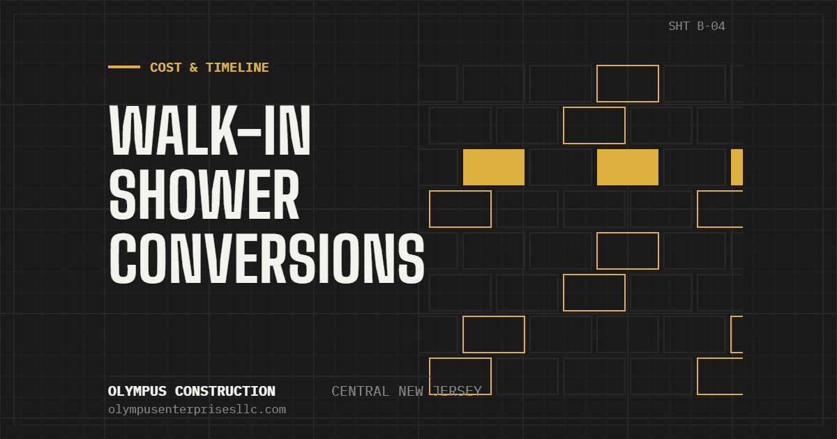 Walk-In Shower Conversions: Cost, Timeline & Aging-in-Place Benefits — Olympus Construction, Central New Jersey